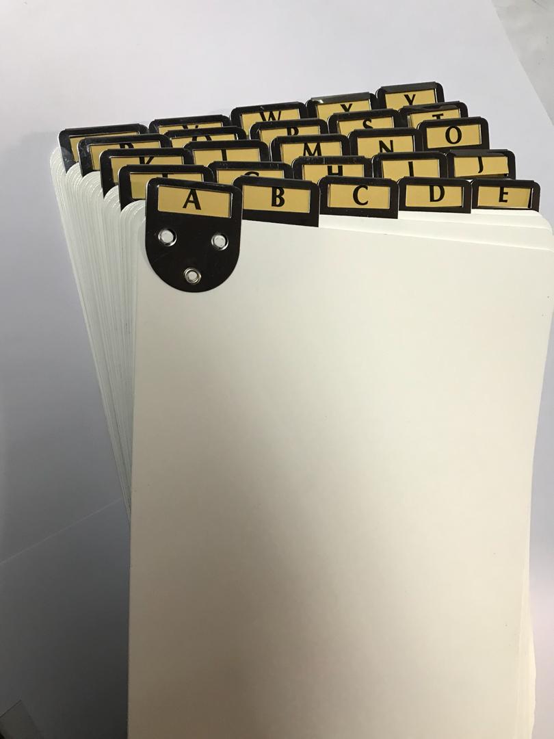 Hotel Guest Folio Divider Boards with Tabs set of 5pcs in A4/A5 (Divider with Metal Tabs)