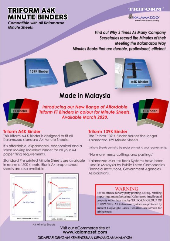 A4 Kalamazoo Minute Sheets Ref 2080130 (Box) Kalamazoo Binders